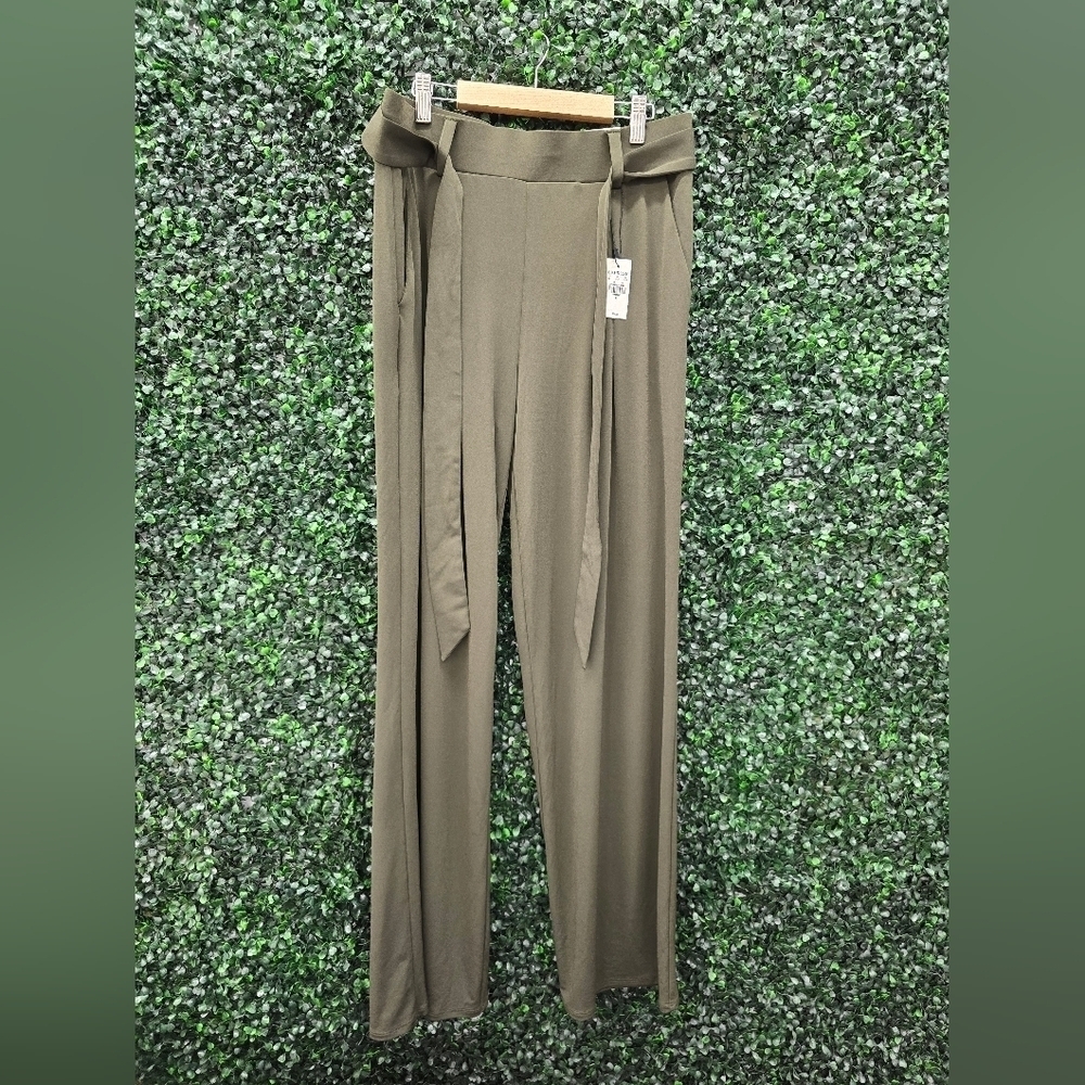 Express Mid Rise Wide Leg Dress Pants - Size Medium - Olive Green